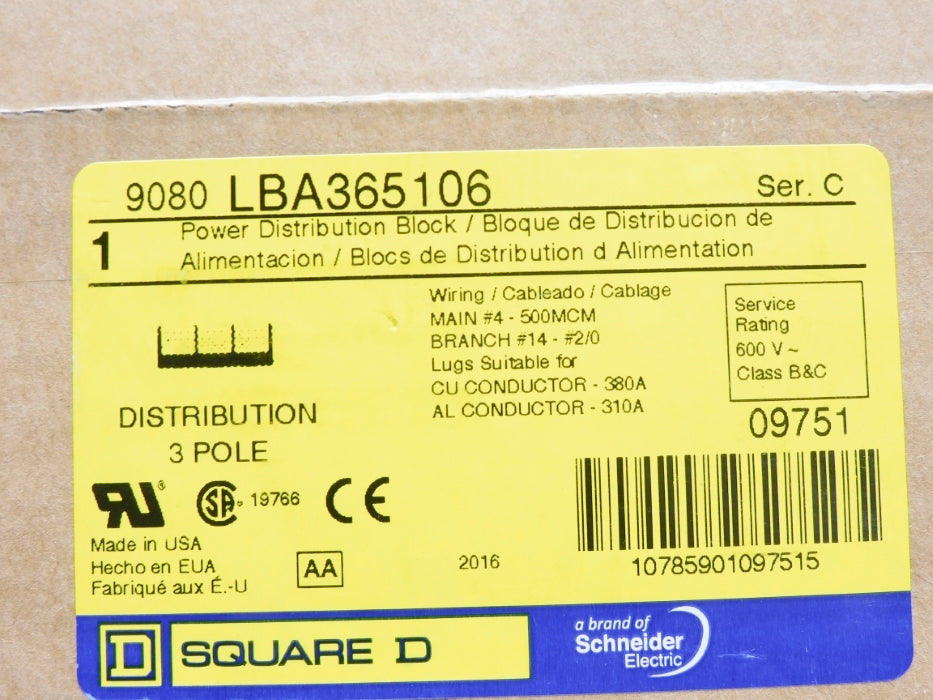 SQUARE D 9080LBA365106 SER. C NSFS