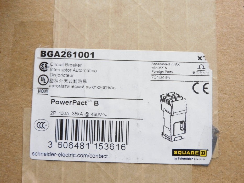 SQUARE D BGA261001 100A 480V NSMP