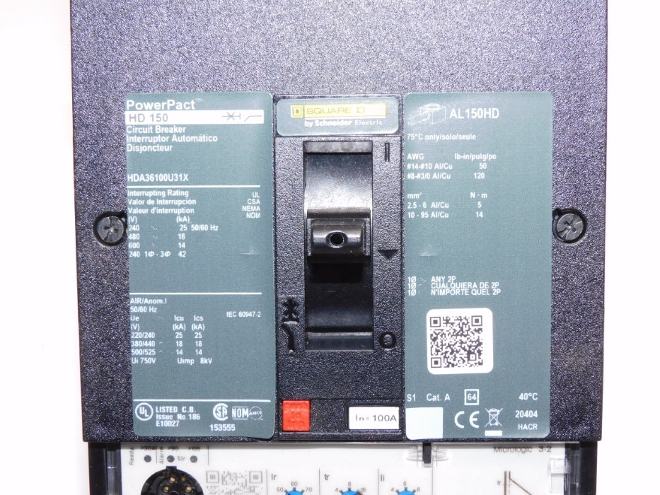 SQUARE D HDA36100U31X 100A 600V NSMP