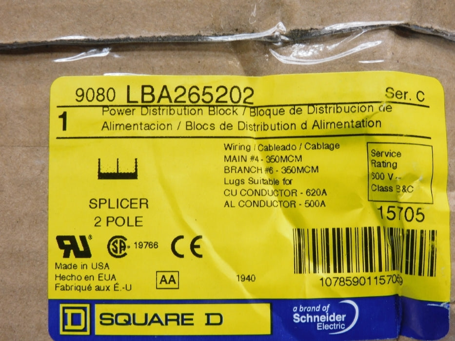 SQUARE D 9080LBA265202 SER. C 600V 620A (AS PICTURED) NSFS