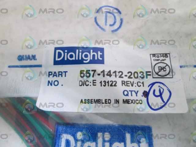 LOT OF 4 DIALIGHT PANEL MOUNT INDICATOR 557-1412-203F *NEW IN BAG*