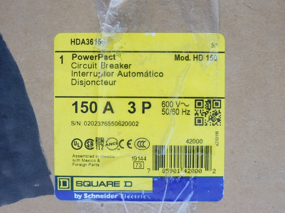 SQUARE D HDA36150 150A 600V NSMP