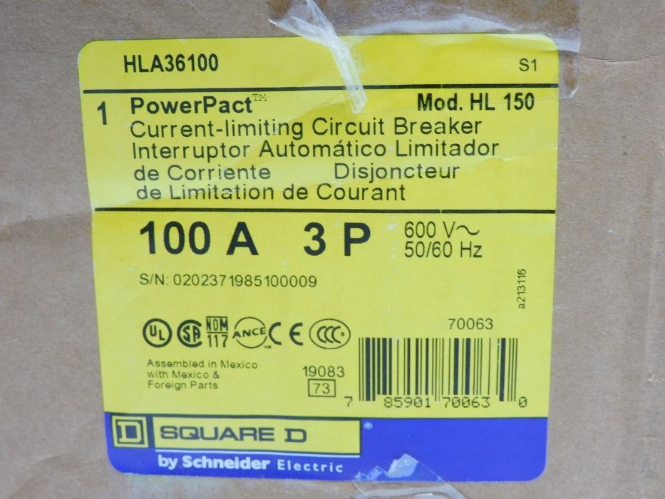 SQUARE D HLA36100 100A 600V NSMP