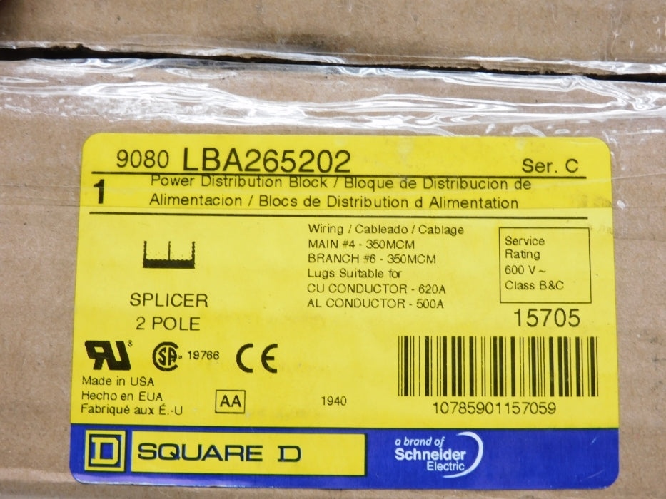 SQUARE D 9080LBA265202 SER. C NSMP
