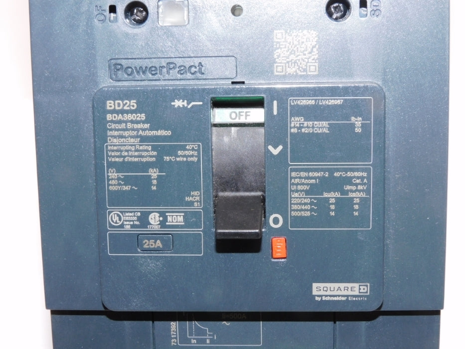SQUARE D BDA36025 25A 480V NSMP