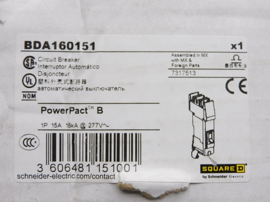 SQUARE D BDA160151 15A 277V NSMP