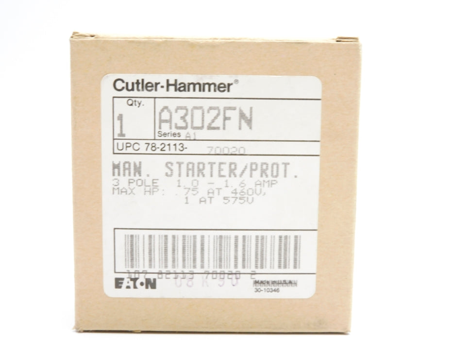 CUTLER HAMMER A302FN SER. A1 460V 1.0-1.6A NSMP