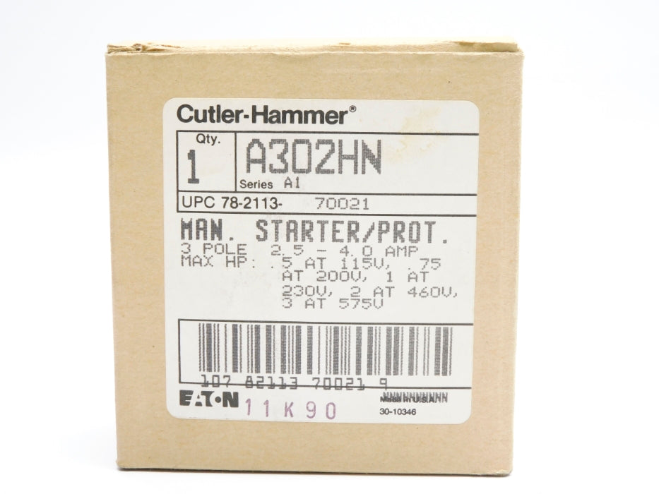CUTLER HAMMER A302HN SER. A1 2.5-4.0A 115V NSMP