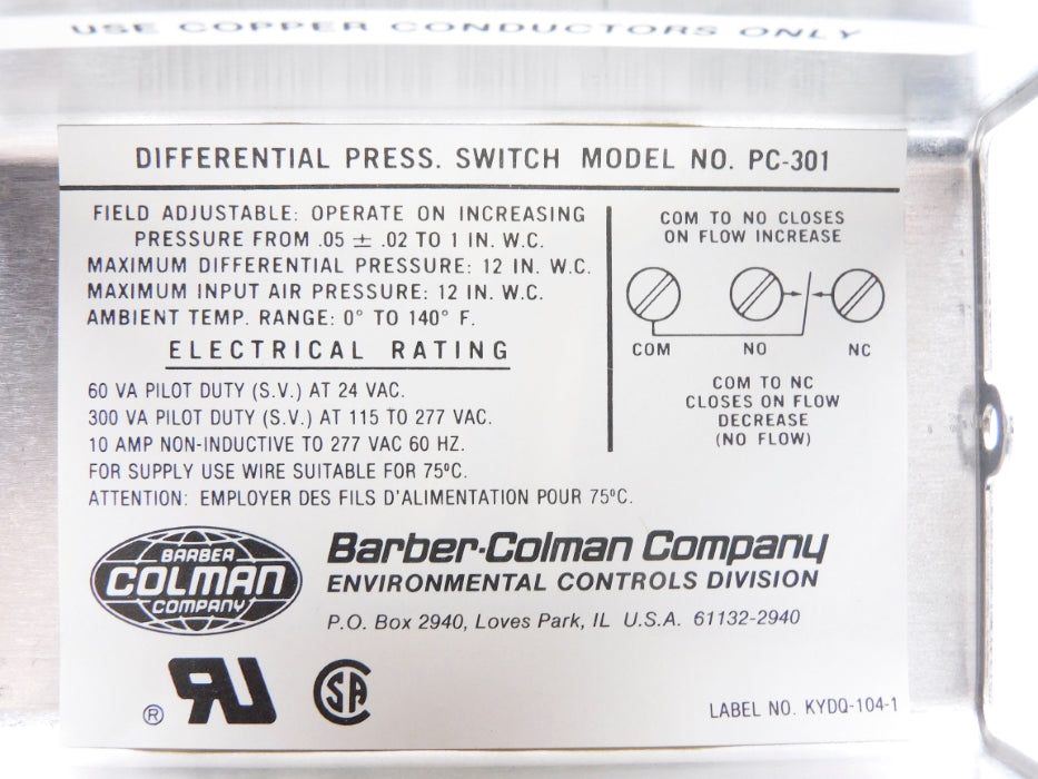 BARBER COLMAN PC-301 UNMP