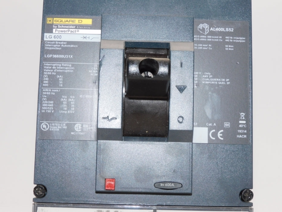 SQUARE D LGP36600U31X 600A 600V (AS PICTURED) NSNP