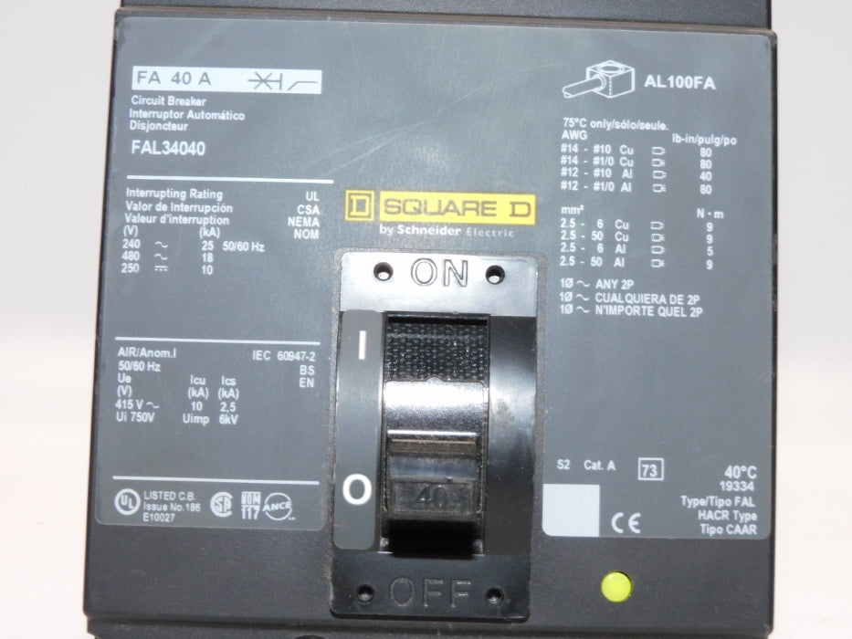 SQUARE D FAL34040 40A 480V (AS PICTURED) NSNP