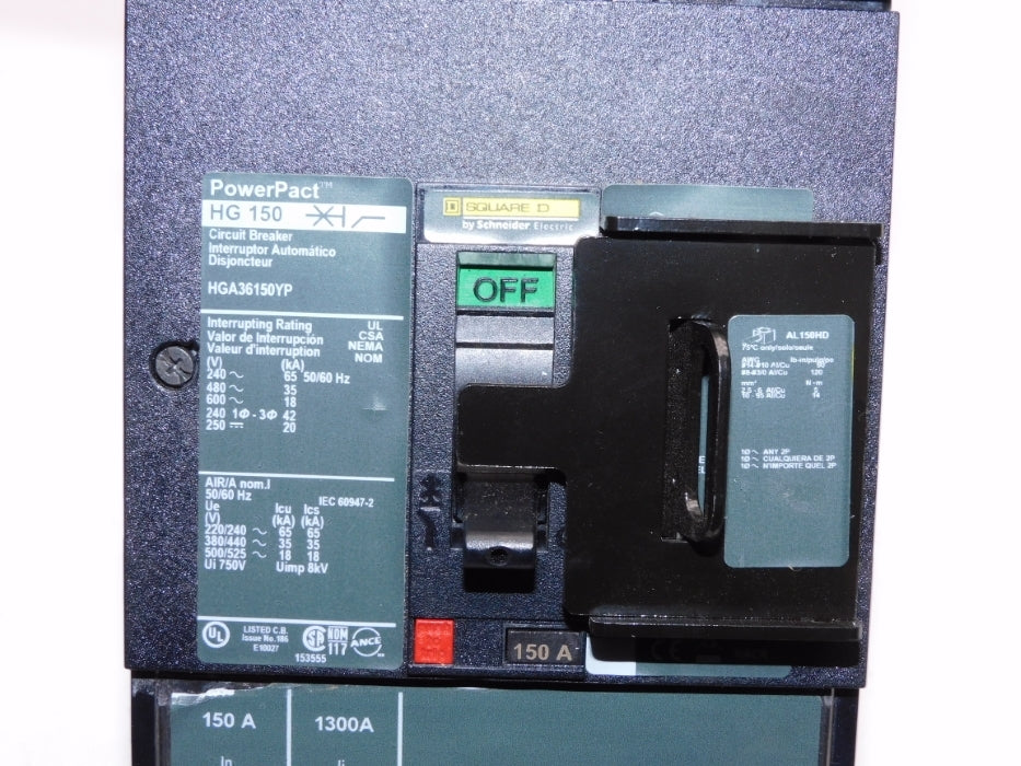 SQUARE D HGA36150YP 600V 150A NSNP