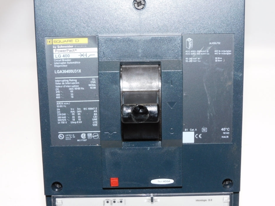SQUARE D LGA36400U31X 400A 600V NSNP