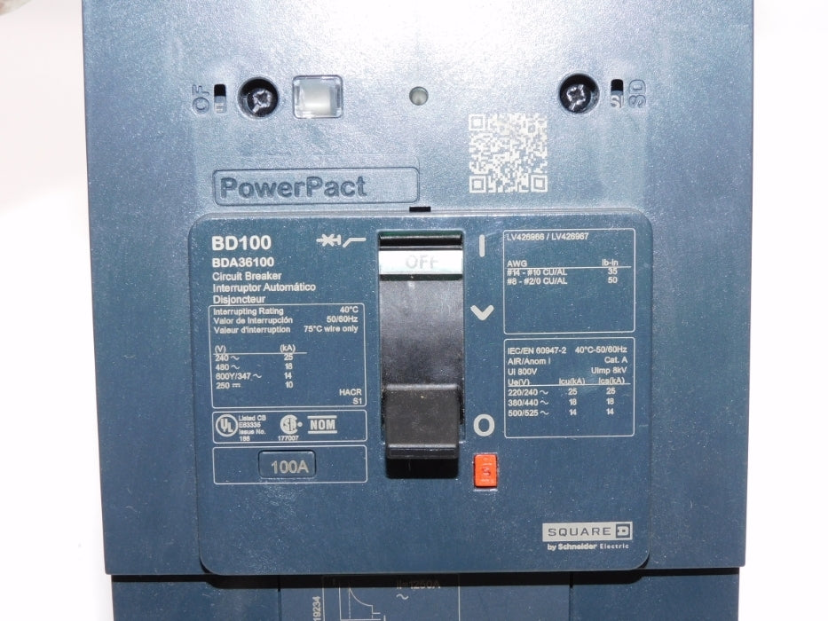 SQUARE D BDA36100 100A 600/347V NSNP