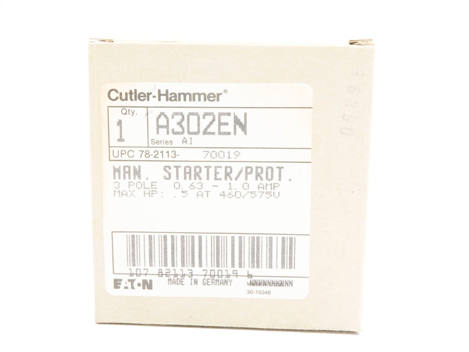CUTLER HAMMER A302EN SER. A1 0.63-1.0A 460/575V NSMP
