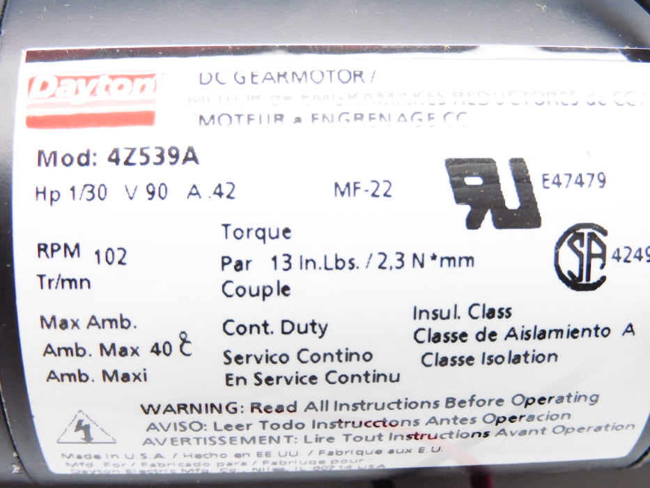 DAYTON 4Z539A NSMP