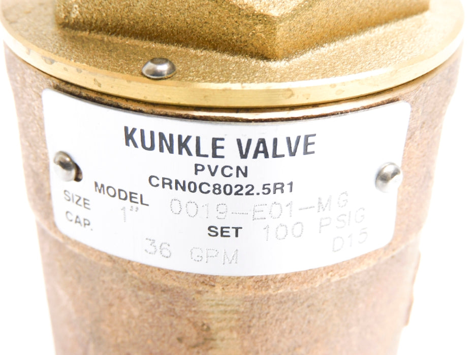 KUNKLE 0019-E01-MG 100PSIG 1" NSNP