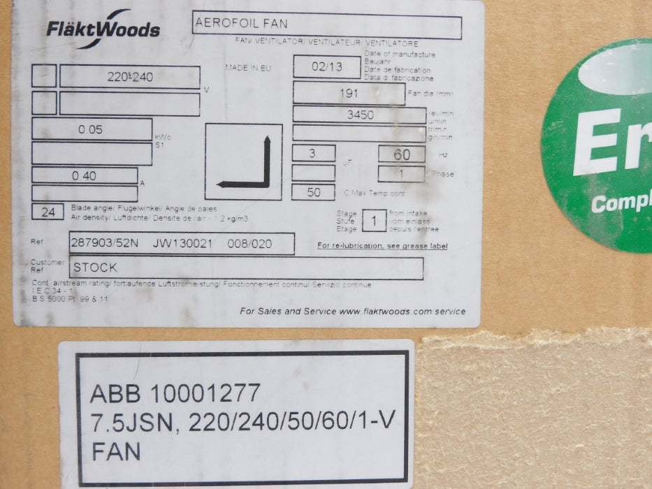 FLAKT WOODS 287903/52N JW130021 NSMP