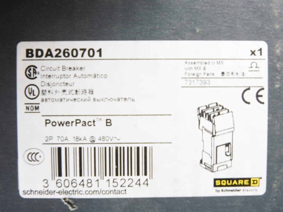 SQUARE D BDA260701 70A 480V NSMP
