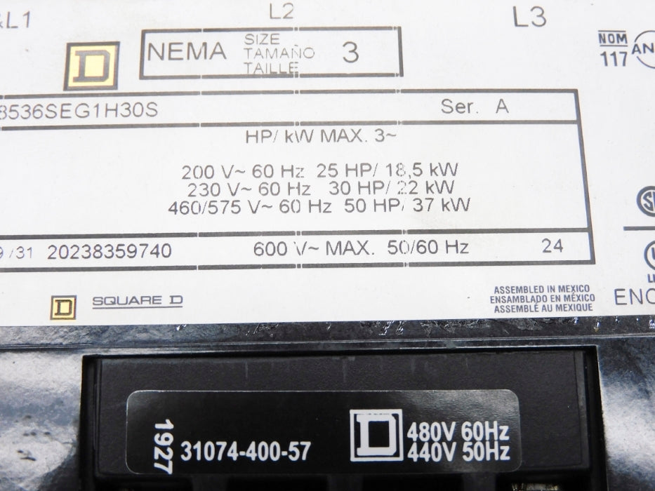 SQUARE D 8536SEG1H30S SER. A 440/480V NSNP