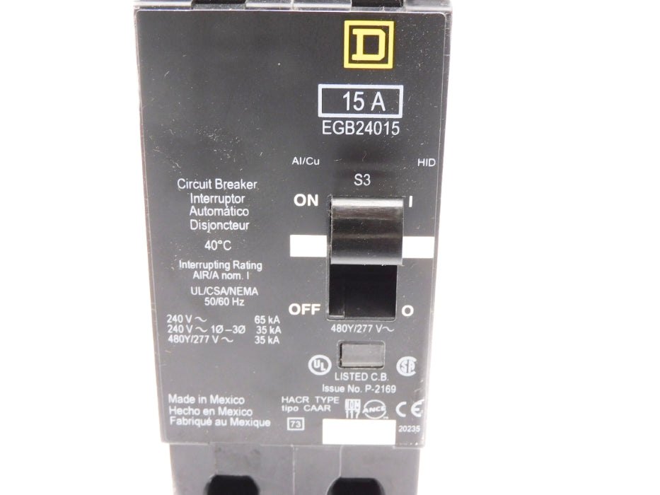 SQUARE D EGB24015 480/277V 15A NSMP