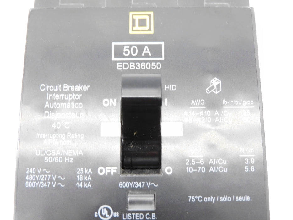 SQUARE D EDB36050 50A 600/347V NSMP