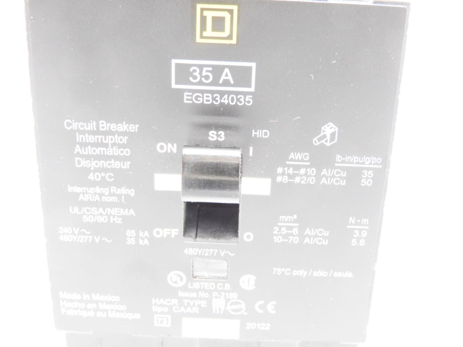 SQUARE D EGB34035 35A 480/277V NSMP