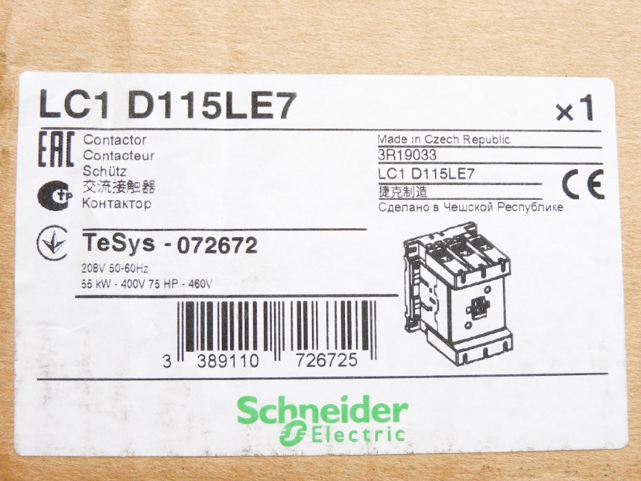 SCHNEIDER ELECTRIC LC1D115LE7 208V (AS PICTURED) NSMP