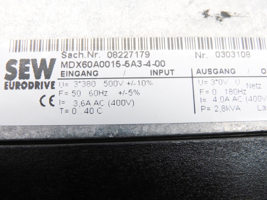 SEW EURODRIVE MDS60A0015-5A3-4-0T 08273502 UNMP