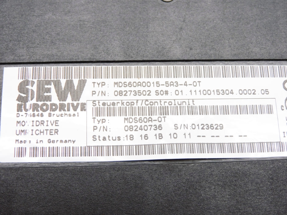 SEW EURODRIVE MDS60A0015-5A3-4-0T 08273502 UNMP
