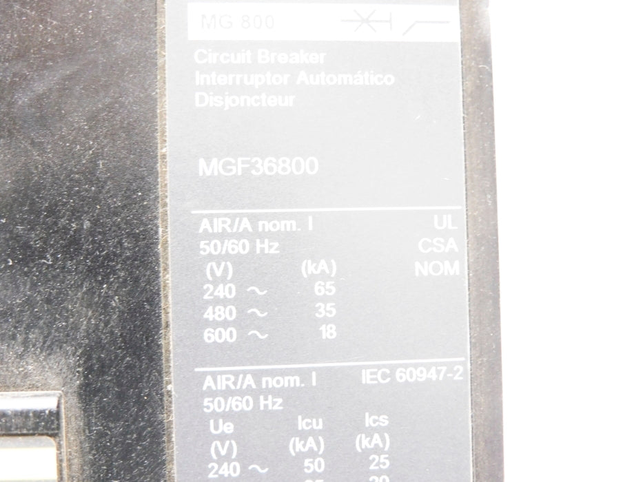 SQUARE D MGF36800 800A 600V (AS PICTURED) NSNP