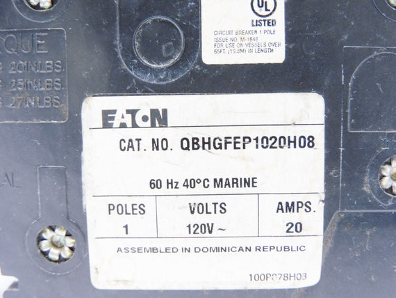 EATON QBHGFEP1020H08 20A 120V UNMP