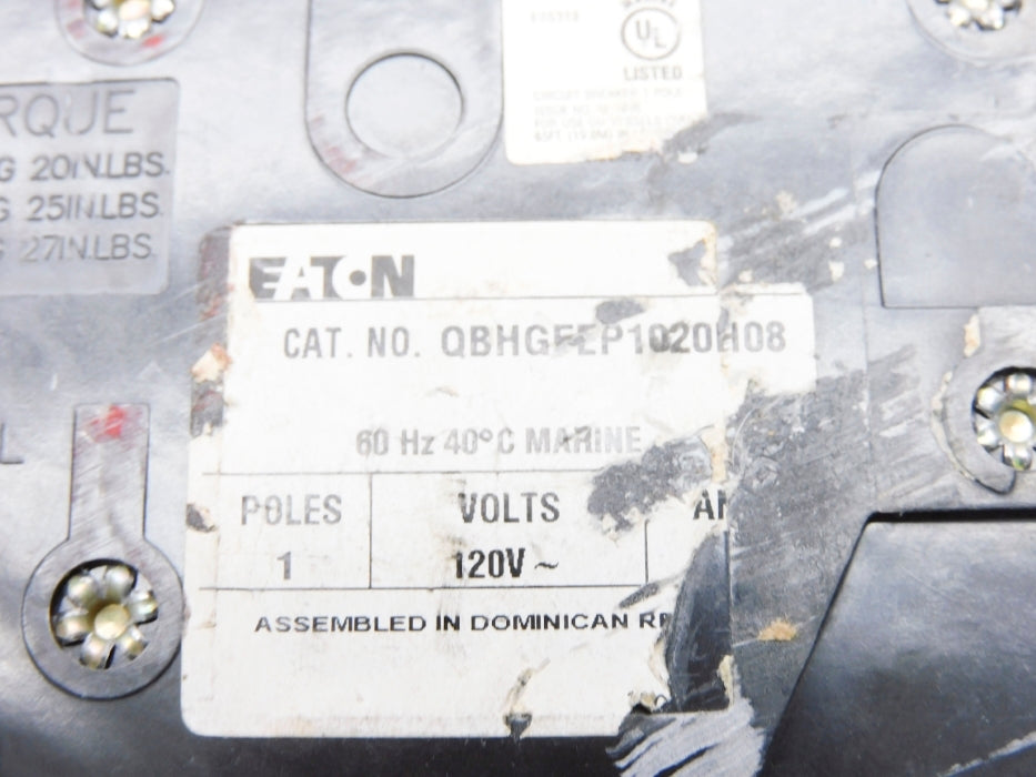 EATON QBHGFEP1020H08 20A 120V (AS PICTURED) UNMP