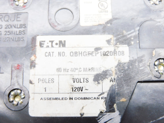 EATON QBHGFEP1020H08 20A 120V (AS PICTURED) UNMP