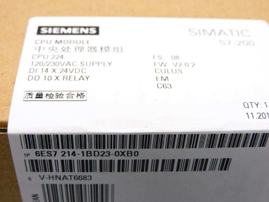 SIEMENS 6ES7214-1BD23-0XB0 24VDC NSFS