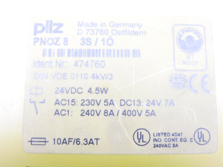 PILZ PNOZ83S/1O 474760 24VDC UNMP