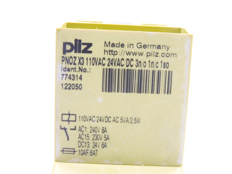 PILZ PNOZX3110VAC24VAC/DC3N/O1N/C1SO 774314 110VAC 24VDC NSNP