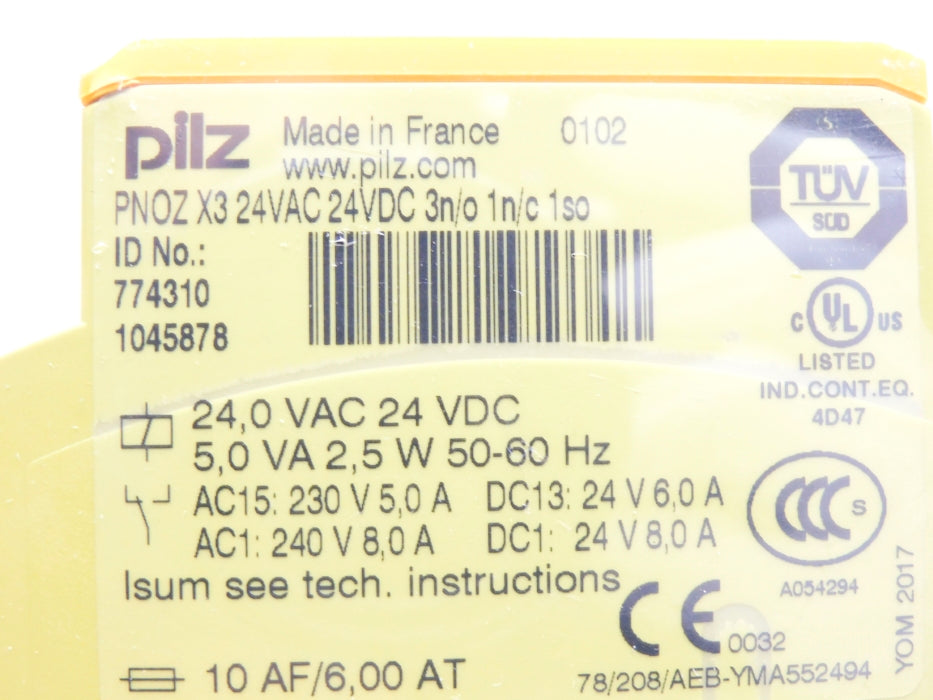 PILZ PNOZ-X3-24VAC-24VDC-3N/O-1N/C-1SO 774310 24VAC/DC (AS PICTURED) NSMP