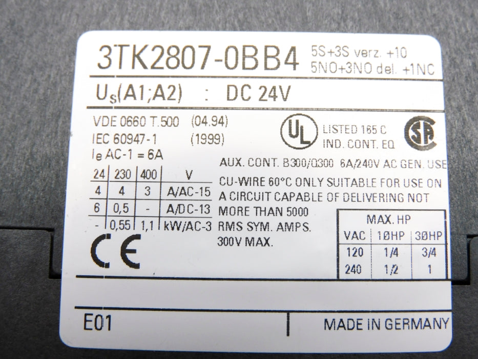 SIEMENS 3TK2807-0BB4 24VDC UNMP