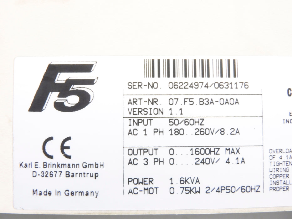 KEB 07.F5-B3A-0A0A (NO COVER) UNMP