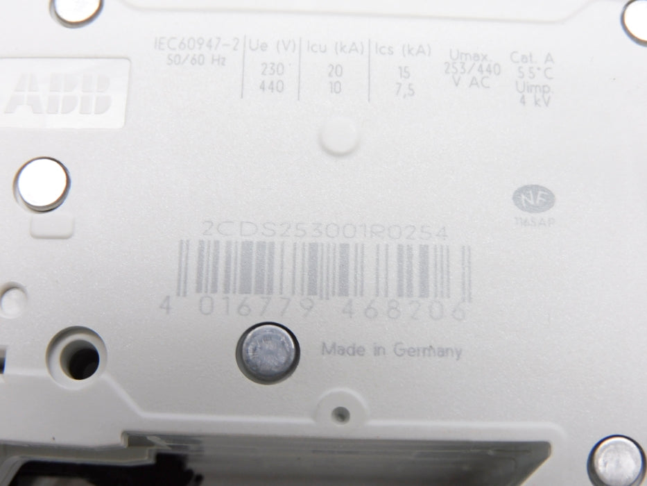 ABB 2CDS253001R0254 S203-C25 25A 400V NSNP