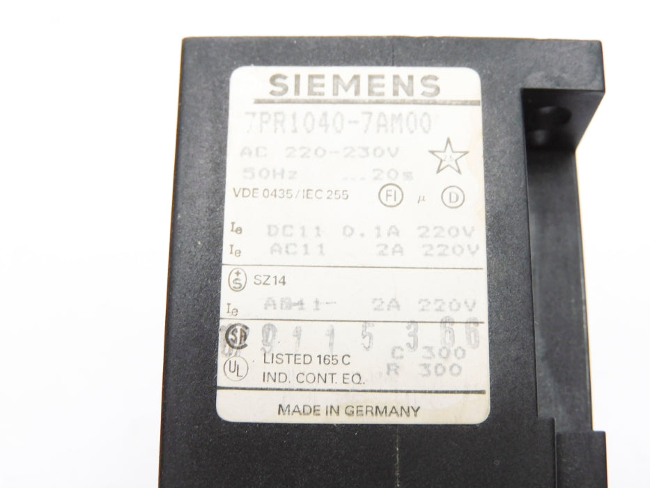 SIEMENS 7PR1040-7AM00 220-230VAC 0-20S UNMP