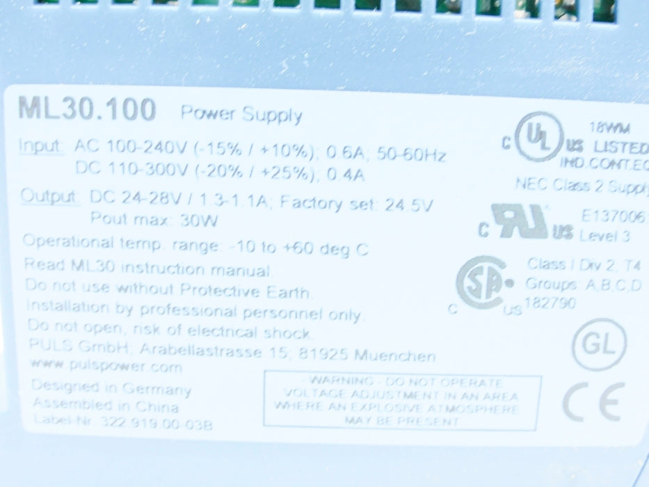 PULS ML30.100 100-240VAC 110-300VDC NSNP
