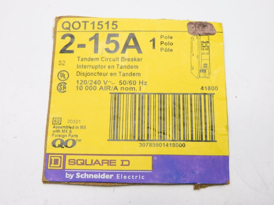 SQUARE D QOT1515 2-15A 120/240V (AS PICTURED) NSNP