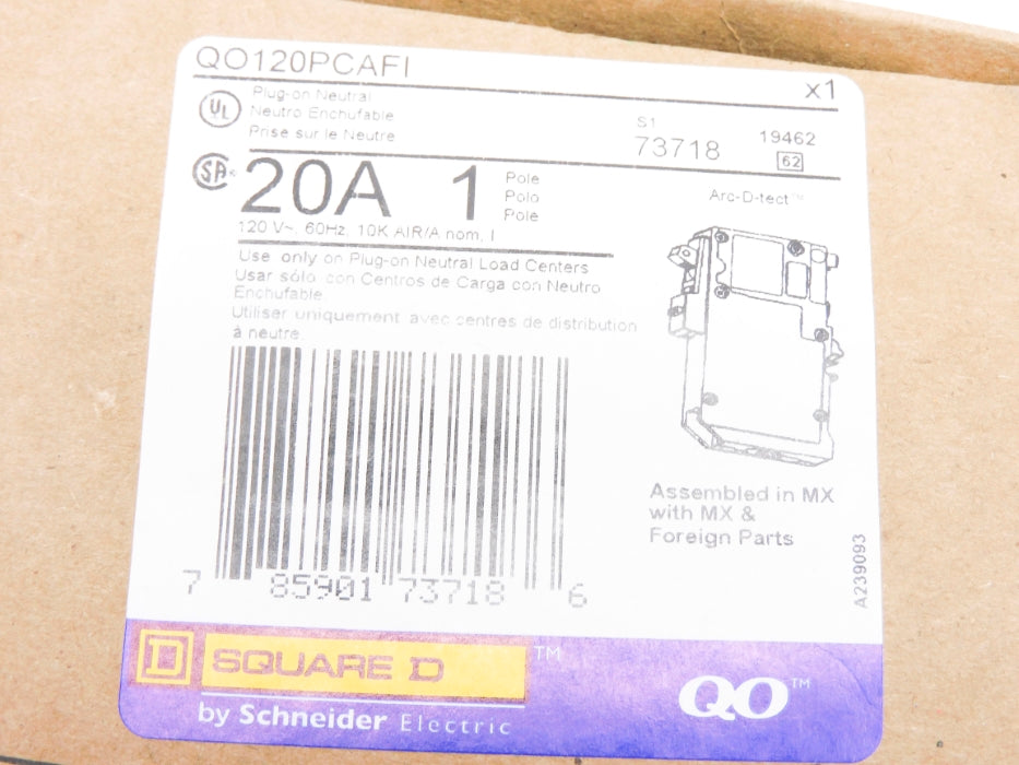 SQUARE D QO120PCAFI 20A 120V NSMP
