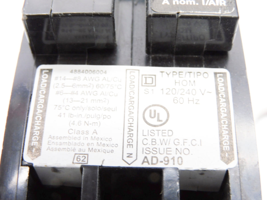 SQUARE D HOM220GFI 20A 120/240V NSMP