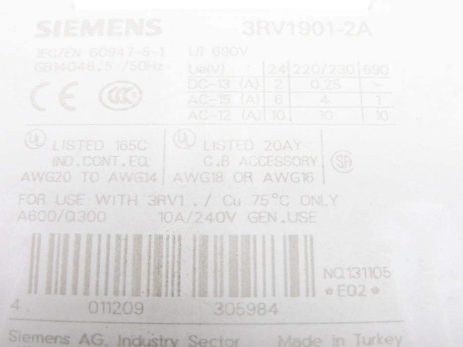 SIEMENS 3RV1901-2A NSNP