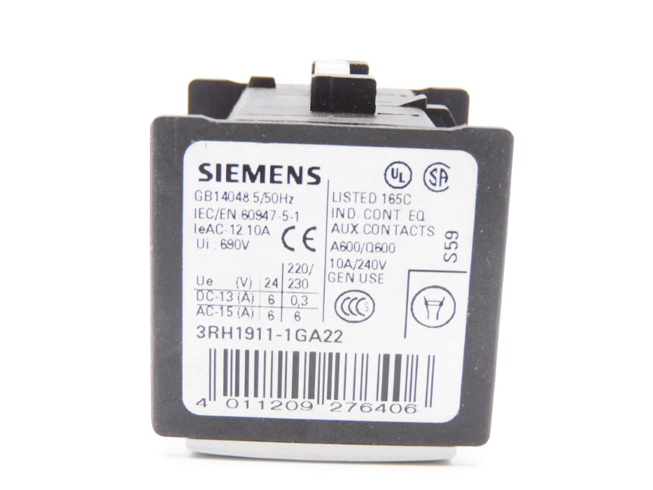 SIEMENS 3RH1911-1GA22 240V 10A NSNP