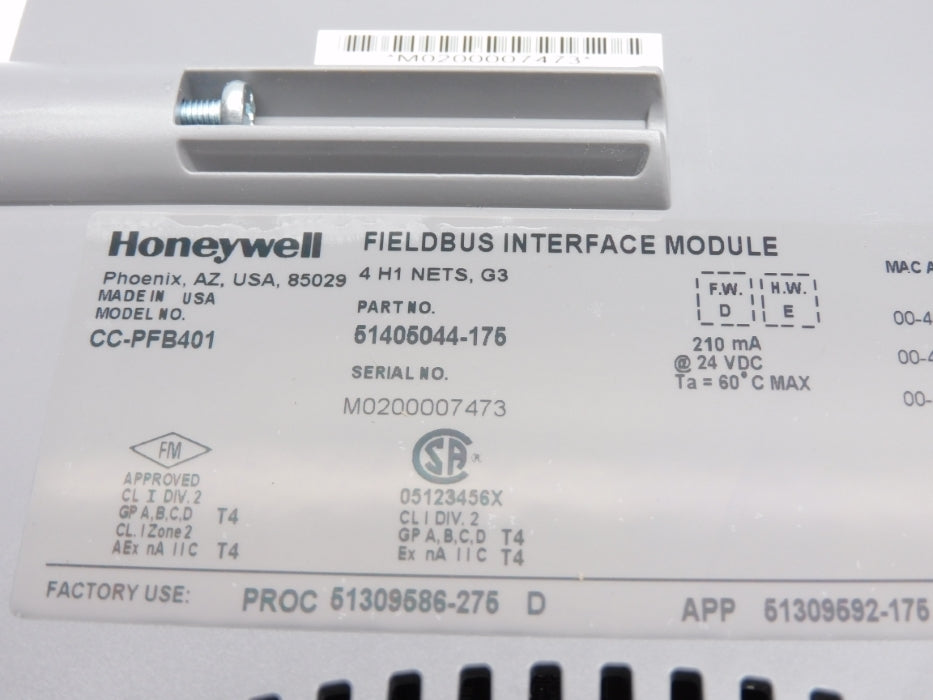 HONEYWELL CC-PFB401 51405044-175 F/W D NUPI