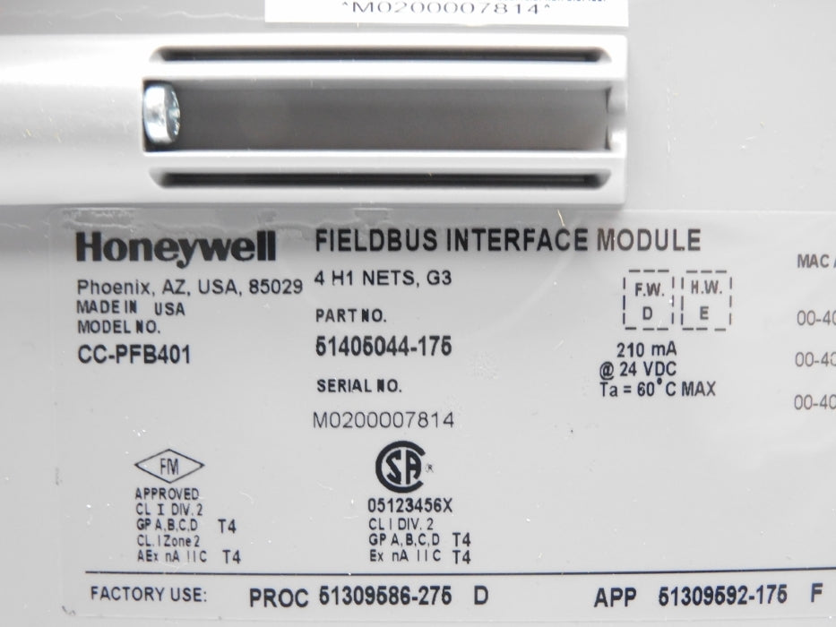 HONEYWELL CC-PFB401 51405044-175 F/W D (AS PICTURED) NUPI